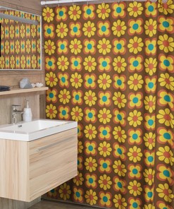 Custom Retro Flowers Shower Curtain - Groovy 60's 70's Hippie Style For Unique Bathroom Decor