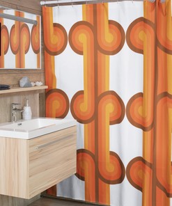 Custom Size Shower Curtain, Retro Shower Curtain, Waffle Weave Curtain, 70's Bathroom Housewarming Gift