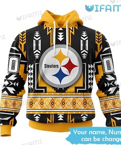 Custom Steelers Hoodie 3D Native American Texture Logo Pittsburgh Steelers Gift