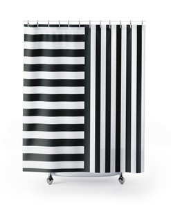 Custom Striped Shower Curtain - Vertical Or Horizontal Stripes Design For Masculine Bathroom Decor, Housewarming Gift