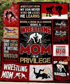 Custom Wrestling Mom Bedding Set with Quilt Blanket