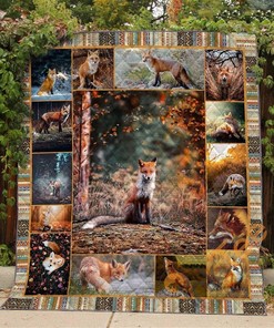Customizable Fox Lovers Quilt Blanket Bedding Set with Pillowcases