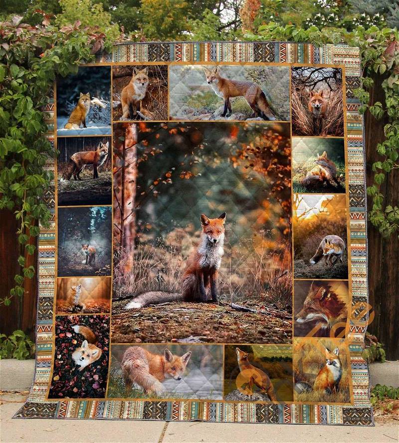 Customizable Fox Lovers Quilt Blanket Bedding Set with Pillowcases