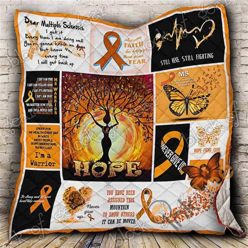 Customizable Multiple Sclerosis Awareness Quilt Blanket Bedding Set with Pillowcases