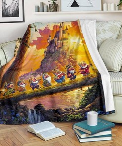 Cute 7 Dwarfs Sunset Idea Sherpa Fleece Blanket Gifts for Family, for Couple