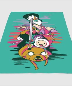 Cute Adventure Time Sherpa Fleece Blanket Gifts for Family, for Couple