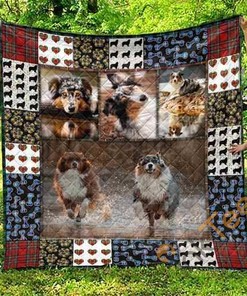Cute Australian Shepherd Pets Dog Quilt Blanket Bedding Set
