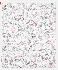 Cute Baby Dino Print Sherpa Fleece Blanket Gifts for Family, for Couple