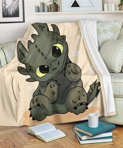Cute Baby Toothless Sherpa Fleece Blanket Gifts for Family, for Couple