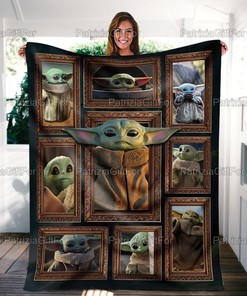 Cute Baby Yoda Fleece Blanket for Home Décor