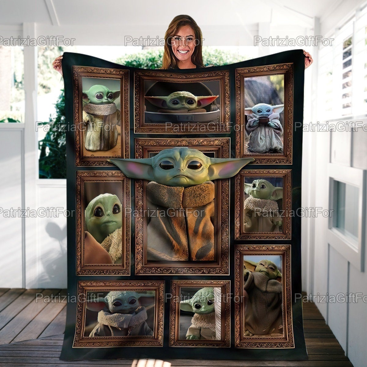 Cute Baby Yoda Fleece Blanket for Home Décor