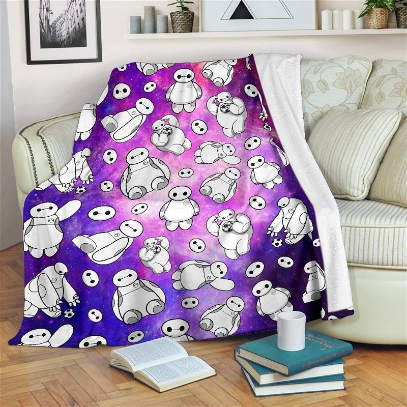 Cute Baymax Funny Sherpa Fleece Blanket Gifts for Family, for Couple