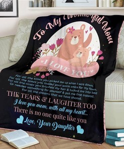 Cute Bear To My Wonderful Mom From Daughter Sherpa Fleece Blanket Gifts for Family, for Couple