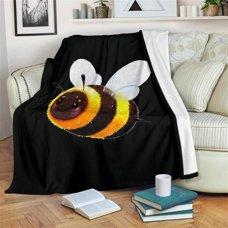 Cute Bee Funny Bee Lover Sherpa Fleece Blanket Gifts for Family, for Couple