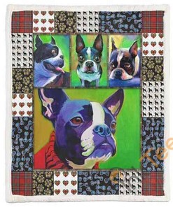 Cute Boston Terrier Pets Dog 3D Quilt Blanket Bedding Set
