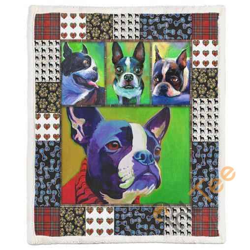 Cute Boston Terrier Pets Dog 3D Quilt Blanket Bedding Set