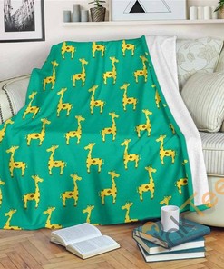 Cute Cartoon Giraffe Pattern Sherpa Fleece Blanket Gifts for Family, for Couple