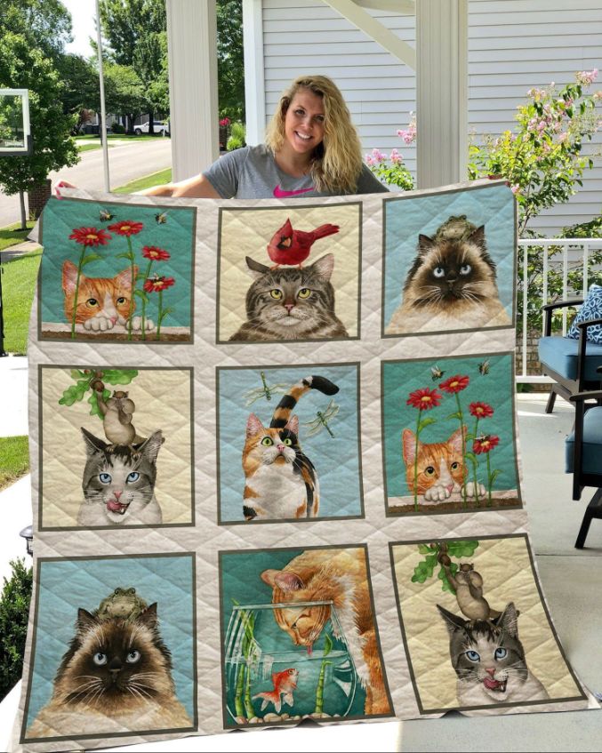 Cute Cats Moment Quilt Blanket Bedding Set for Home Décor