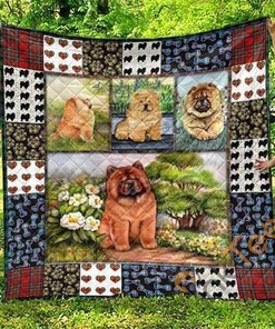 Cute Chowchow Pets Dog Quilt Blanket Bedding Set