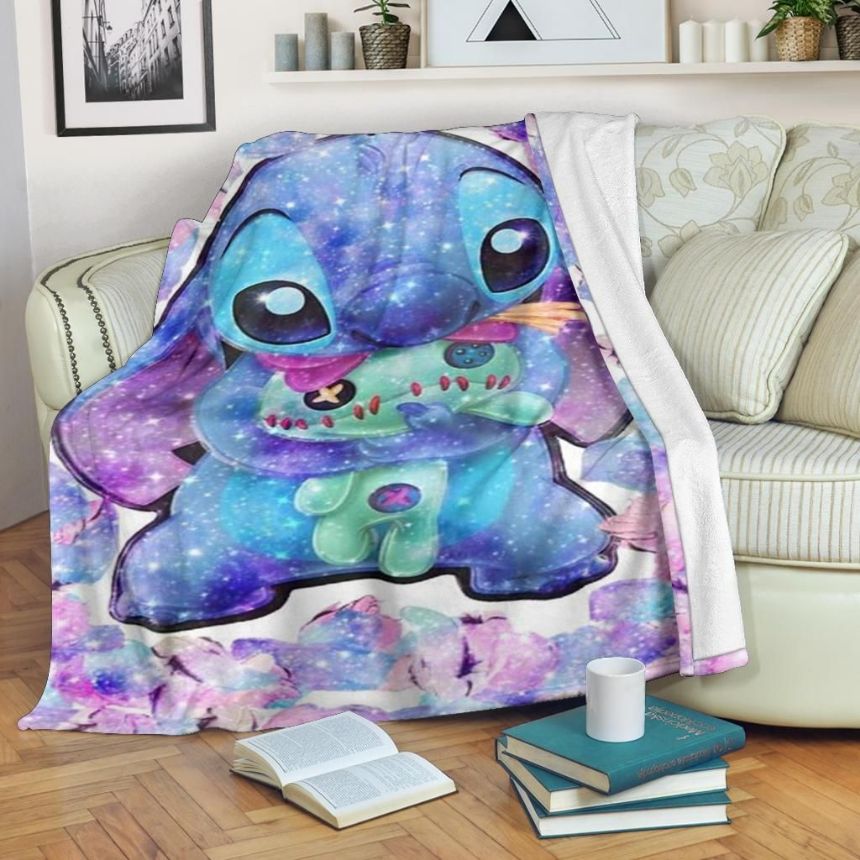 Cute Colorful Stitch Disney Fleece Blanket Gift For Fan, Quilt Blanket Bedding Set Gift