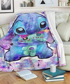Cute Colorful Stitch Sherpa Fleece Blanket Gifts for Family, for Couple