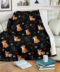 Cute Corgi Fleece Blanket Gift For Fan, Quilt Blanket Bedding Set Gift