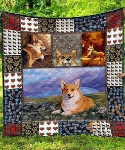 Cute Corgi Pet Dog 3D Printed Quilt Blanket and Bedding Set with 2 Pillowcases