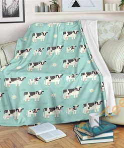 Cute Cow And Baby Cow Pattern Sherpa Fleece Blanket Gifts for Family, for Couple