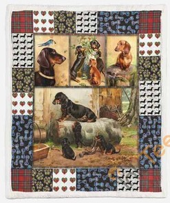 Cute Dachshund Pets Dog 3D Quilt Blanket Bedding Set