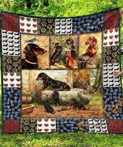 Cute Dachshund Pets Dog Quilt Blanket Bedding Set