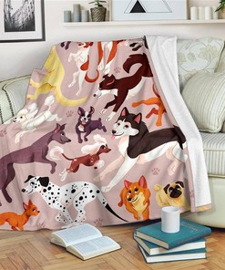 Cute Dogs Dog Lover Sherpa Fleece Blanket Gifts for Family, for Couple