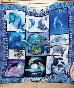 Cute Dolphin In The Ocean Quilt Blanket Bedding Set