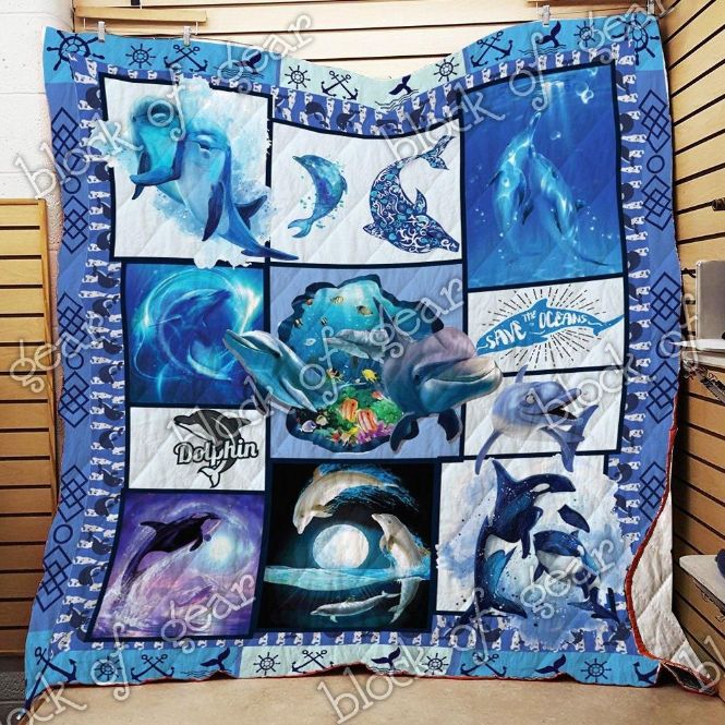 Cute Dolphin In The Ocean Quilt Blanket Bedding Set