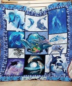 Cute Dolphin Quilt Blanket Bedding Set Gift for Home Décor