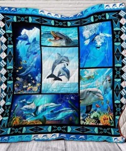 Cute Dolphin Quilt Blanket Bedding Set for Home Décor