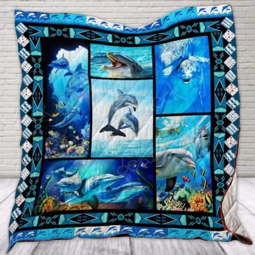 Cute Dolphin Quilt Blanket Bedding Set for Home Décor