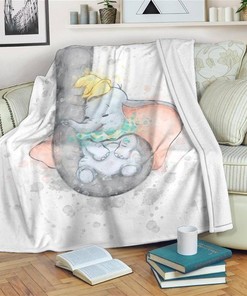 Cute Dumbo And Mom Sherpa Fleece Blanket Gifts for Family, for Couple