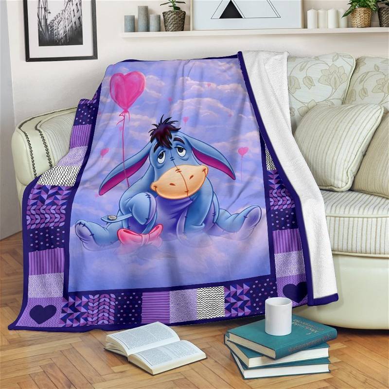 Cute Eeyore Funny Sherpa Fleece Blanket Gifts for Family, for Couple
