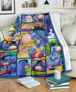 Cute Eeyore Winnie The Pooh Sherpa Fleece Blanket Gifts for Family, for Couple