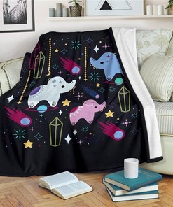 Cute Elephant Cartoon Style Sherpa Fleece Blanket Gifts for Family, for Couple