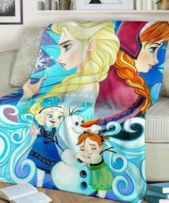 Cute Frozen Blanket Elsa Anna Olaf Best Seller Fleece Blanket Gift For Fan, Quilt Blanket Bedding Set Gift