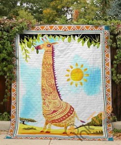 Cute Giraffe Under The Sun Quilt Blanket Bedding Set