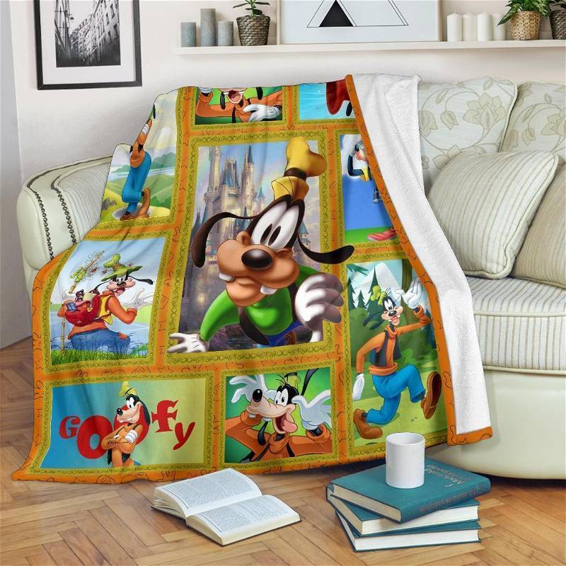 Cute Goofy Sherpa Fleece Blanket Gifts for Family, for Couple