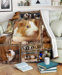 Cute Guinea Pig Fleece Guinea Pig Lover Sherpa Fleece Blanket Gifts for Family, for Couple