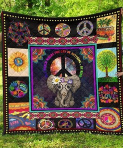 Cute Hippie Elephant Funny Gift Idea Quilt