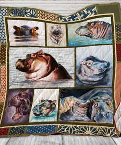 Cute Hippo Hippo Lo Quilt Blanket Bedding Set for Home Décor