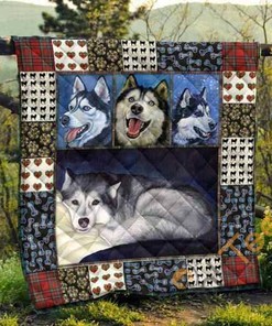 Cute Husky Pets Dog 3D Quilt Blanket Bedding Set