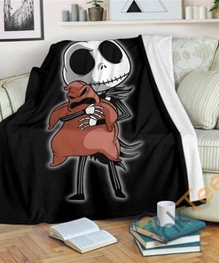 Cute Jack Skellington Sherpa Fleece Blanket Gifts for Family, for Couple