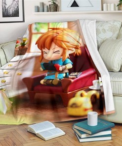 Cute Link Legend Of Zelda Sherpa Fleece Blanket Gifts for Family, for Couple