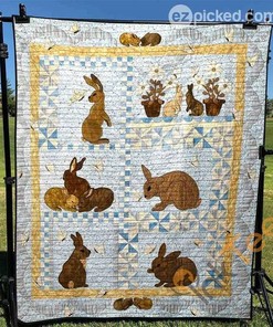 Cute Lovely Bunny Quilt Blanket Bedding Set